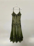 Vintage A Line Straps Green Prom Dress 22Th Birthday Outfit