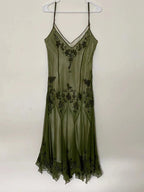 Vintage A Line Straps Green Prom Dress 22Th Birthday Outfit