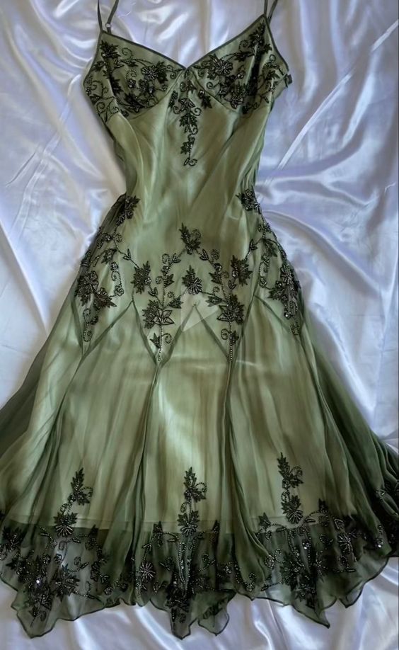 Vintage A Line Straps Green Prom Dress 22Th Birthday Outfit Main image