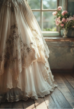 Vintage A-Line Sweetheart Neck Tulle Lace Long Prom Dress Applique Sweet Flower Wedding Dress