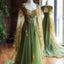 Vintage A Line  Tulle Sage Green Prom Dress