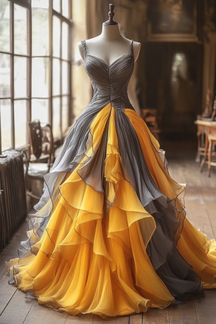 Vintage A-Line Tulle V-Neck Long Prom Dress, Spaghetti Straps Formal Evening Gown Main image
