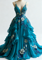 Fairytale A-Line Wedding Dress Œ¸Chiffon 3D Applique Evening Dress