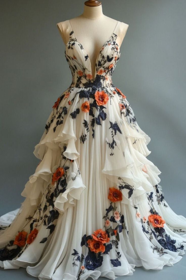 Fairytale A-Line Wedding Dress Œ¸Chiffon 3D Applique Evening Dress Main image