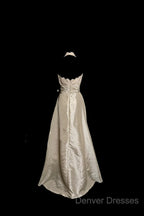 Vintage A Line V Neckline Champagne Lace Prom Gown Fairy Prom Dress