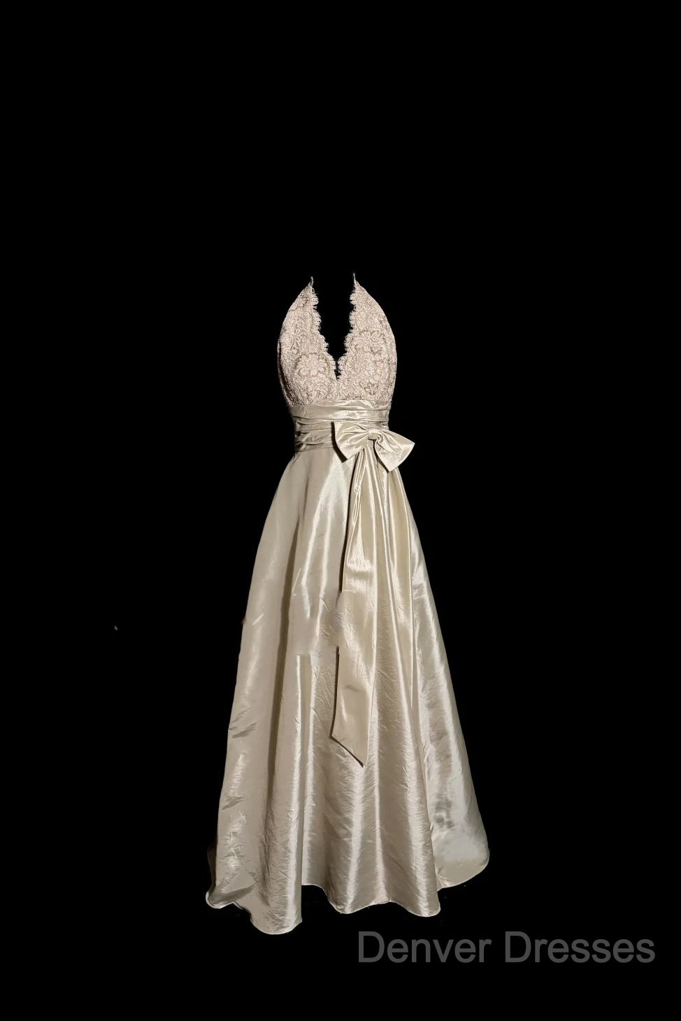 Vintage A Line V Neckline Champagne Lace Prom Gown Fairy Prom Dress