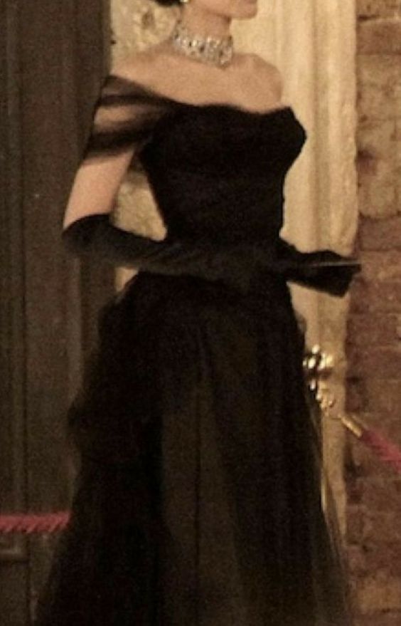Vintage Ball Gown Black Birthday Party Dress Off The Shoulder Prom Dress