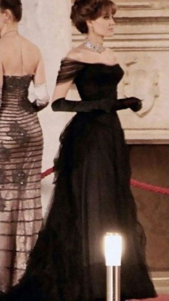 Vintage Ball Gown Black Birthday Party Dress Off The Shoulder Prom Dress