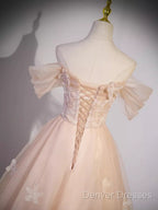 Vintage Ball Gown Off The Shoulder Tulle Long Prom Dress Formal Dress