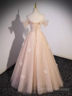 Vintage Ball Gown Off The Shoulder Tulle Long Prom Dress Formal Dress
