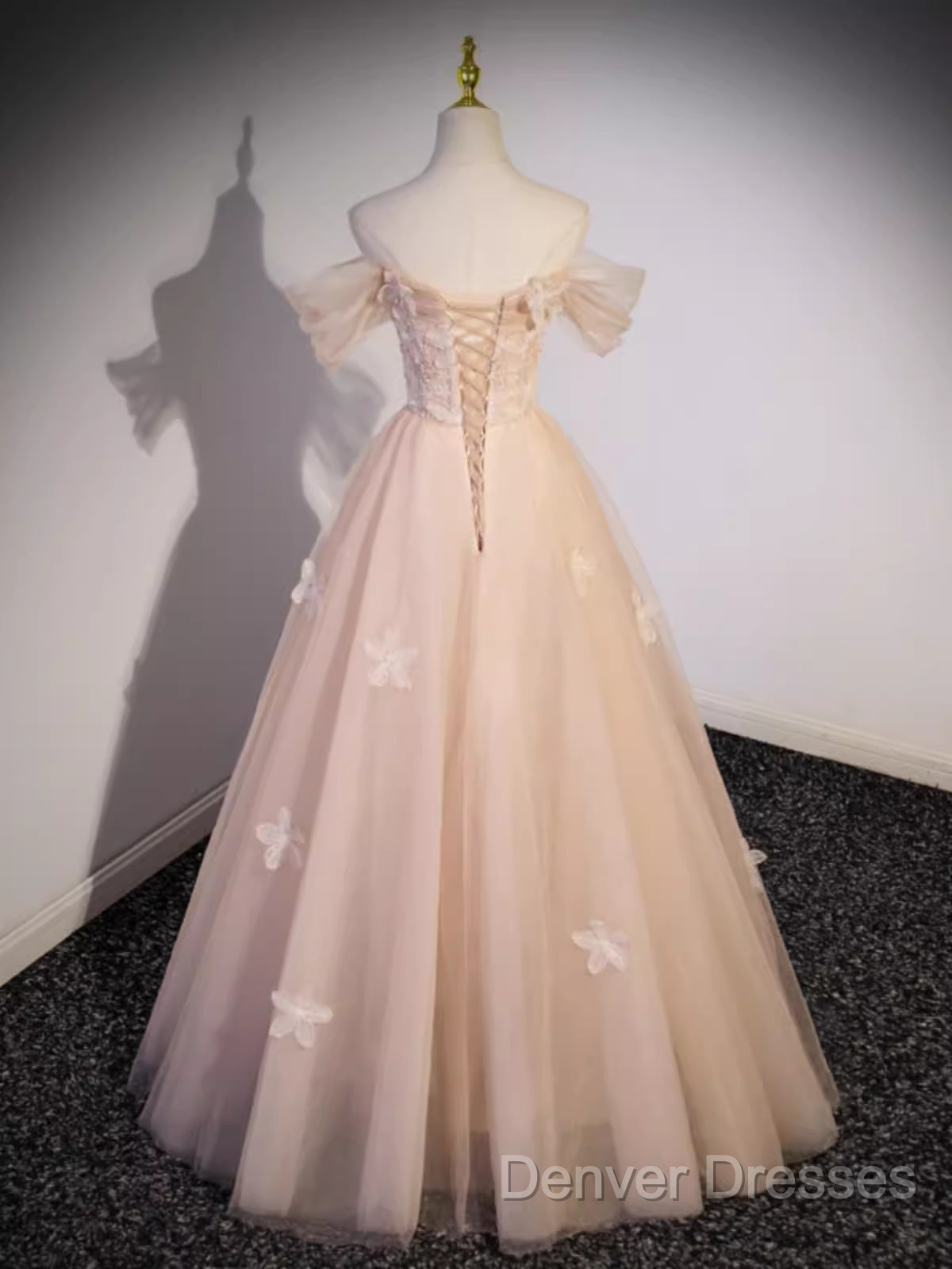 Vintage Ball Gown Off The Shoulder Tulle Long Prom Dress Formal Dress