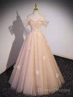 Vintage Ball Gown Off The Shoulder Tulle Long Prom Dress Formal Dress