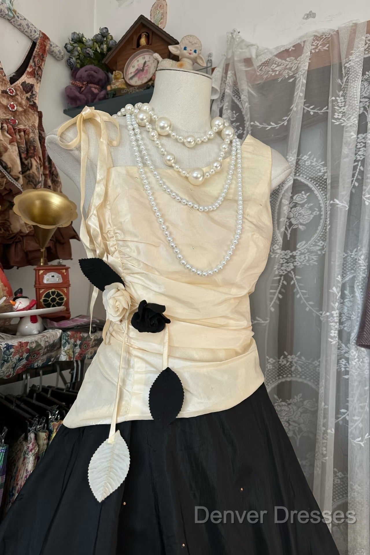 Vintage Ball Gown Sleeveless Long Black Evening Dress Prom Dress