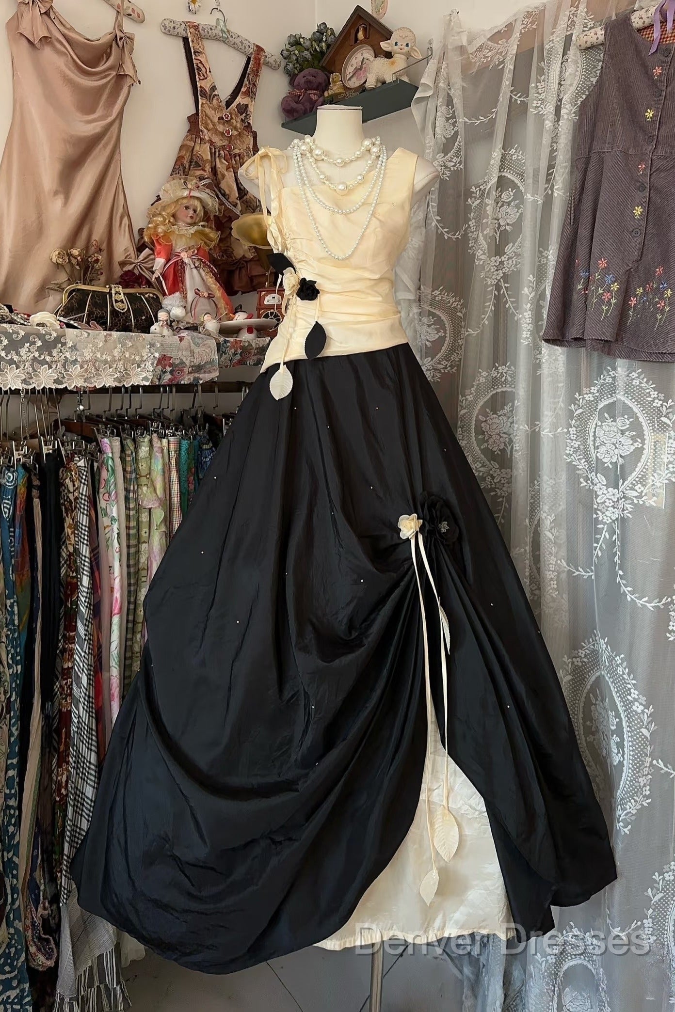 Vintage Ball Gown Sleeveless Long Black Evening Dress Prom Dress