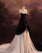 Vintage Ball Gown Spaghetti Straps Black Long Prom Dress 1950S Retro Evening Dress