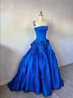 Vintage Ball Gown Strapless Burgundy Sleeveless Satin 90S Classy Prom Dress Inspiration Party Dress Princess Graduation Dress