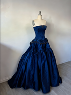 Vintage Ball Gown Strapless Burgundy Sleeveless Satin 90S Classy Prom Dress Inspiration Party Dress Princess Graduation Dress