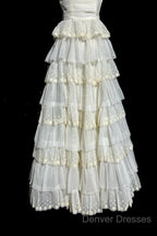 Vintage Ball Gown Strapless White Lace Prom Gown Fairy Prom Dress