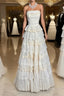Vintage Ball Gown Strapless White Lace Prom Gown Fairy Prom Dress