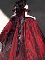 Vintage Ball Gown Straps Long Burgundy Ruffles Lace Prom Dress Birthday Outfits