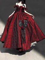 Vintage Ball Gown Straps Long Burgundy Ruffles Lace Prom Dress Birthday Outfits