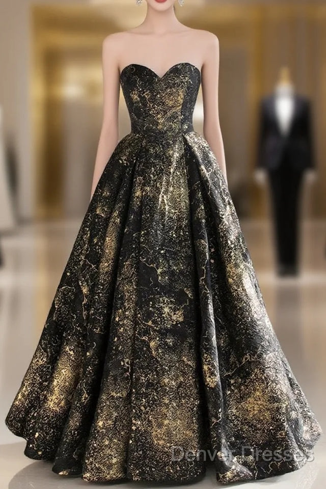 Vintage Ball Gown Sweetheart Sleeveless Long Prom Gown Fairy Black Prom Dress Main image