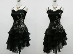 Vintage Black Straps Beaded Evening Dress Ruffled Homecoming Dress