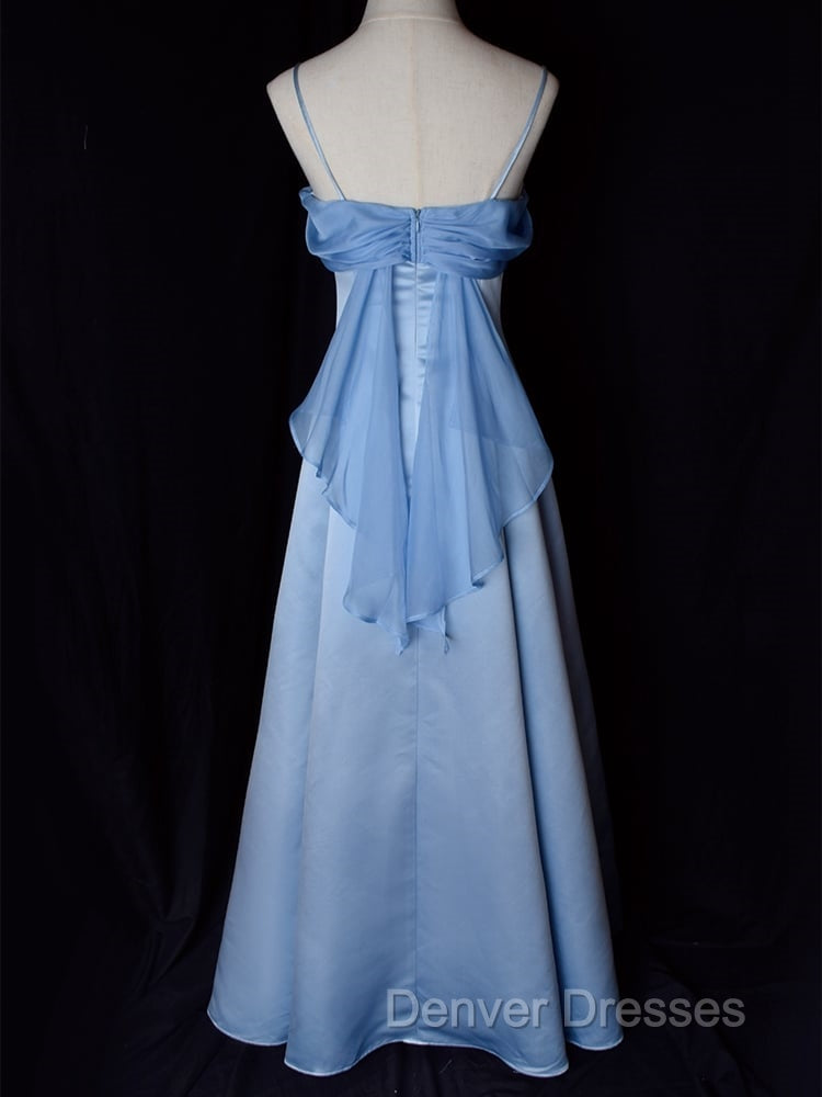 Vintage Blue Satin Spaghetti Straps Gown Elegant Dress Secondary image