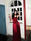 Vintage Burgundy A-Line Strapless Satin Long Prom Dress Evening Dress