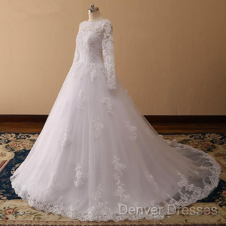 Vintage Custom Long Sleeves Lace Wedding Dress Cheap Appliques Secondary image
