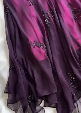 Vintage Dark Purple Halter-Neck Beaded Ruffled Charming Prom Dress Evening Dress Party Dress