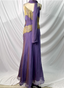 Vintage Deep Purple Gold Lace Thin Strap V-Neck Chiffon Long Prom Dress Evening Dress