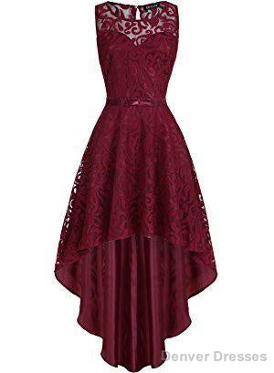 Vintage Elegant Floral Lace Sleeveless High Low Homecoming Dress Main image