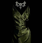 Vintage Emerald Green V-Neck Ruffled Satin Long Prom Dress Evening Dress