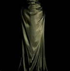 Vintage Emerald Green V-Neck Ruffled Satin Long Prom Dress Evening Dress