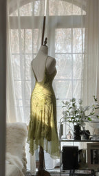 Vintage Evening Dress, Sleeveless Green Party Gowns