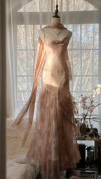 Vintage Evening Dress, Sleeveless Long Party Gowns