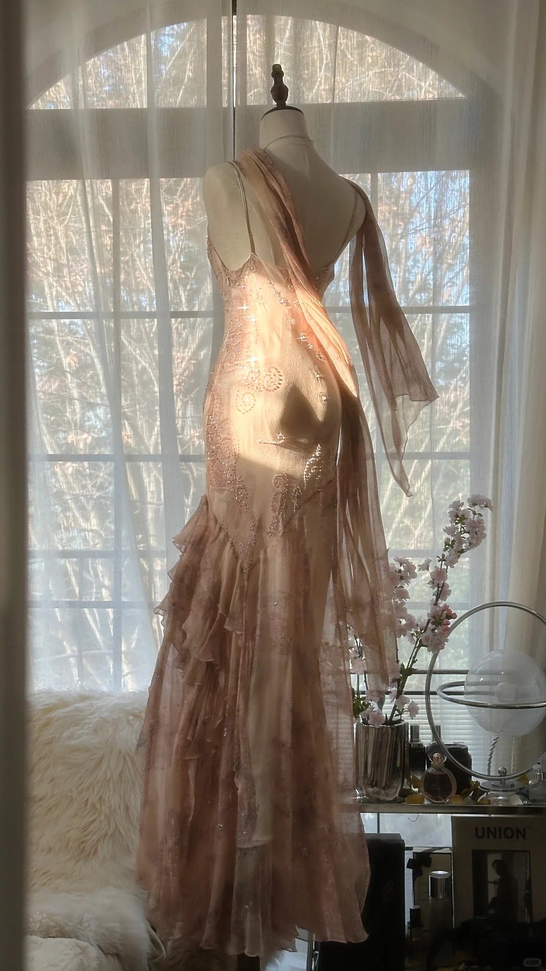 Vintage Evening Dress, Sleeveless Long Party Gowns