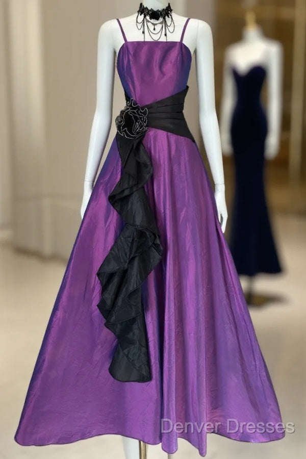 Vintage Fashion A Line Spaghetti Straps Grape Floor Length Evening Dress Prom Dress Main image