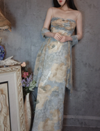 Vintage Fitted Spaghetti Strap Sequined Long Prom Dress Evening Dress