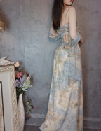 Vintage Fitted Spaghetti Strap Sequined Long Prom Dress Evening Dress
