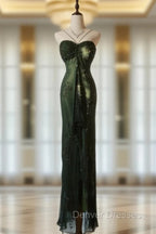 Vintage Forest Green Prom Dress For Party&Quinceanera-Elegant Spaghetti Straps Glitter Beaded Evening Gown