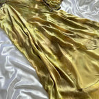Vintage Gold Spaghetti Strap Silk Sheath Prom Dresses Beaded Evening Gowns With Scarf