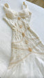 Vintage Gorgeous A Line StraP Beaded Ivory Chiffon Prom Dress Evening Dress