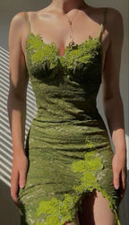 Vintage Green Dress Lace Prom Dress