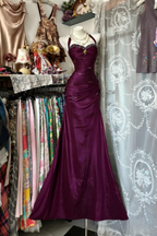 Vintage Halter Sheath Long Prom Dress Beaded Satin Blue Evening Dress Sleeveless Birthday Dress