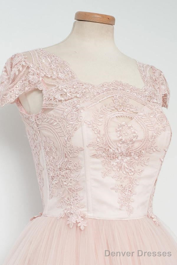 Vintage Knee-Length A-Line Pearl Pink Homecoming Dress With Lace Secondary image