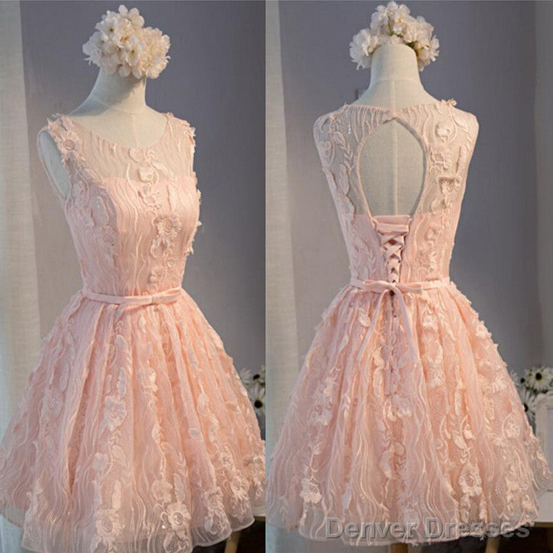 Vintage Light Grey Clairvoyant Outfit Sleeveless Appliques Keyhole Lace Up Back Bow Sash Homecoming Dress Main image