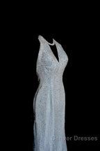 Vintage Mermaid Halter Neck Blue Sequin Prom Gown Fairy Prom Dress