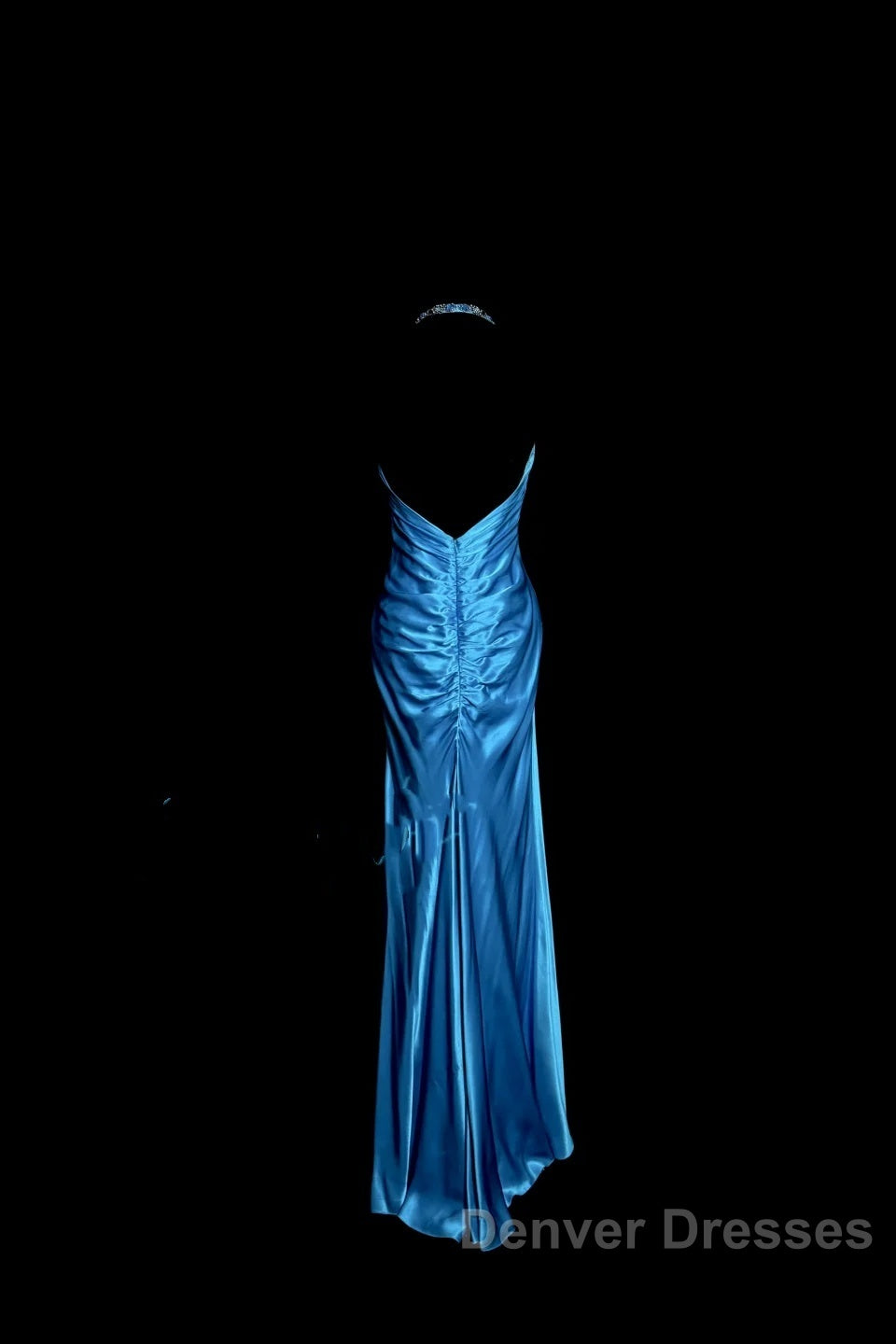 Vintage Mermaid Halter Neck Royal Blue Satin Backless Prom Gown Fairy Prom Dress Secondary image
